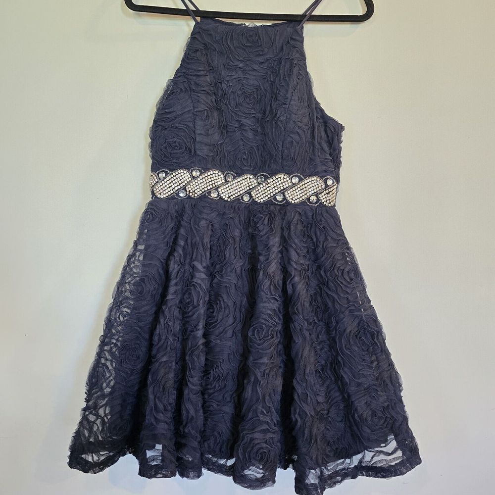 Trixxi Navy Blue  Dress With Rhinestones Size‎ 11 Juniors.D175